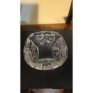 Nesor Crystal Glass Ashtray with an Etched Cherry Design